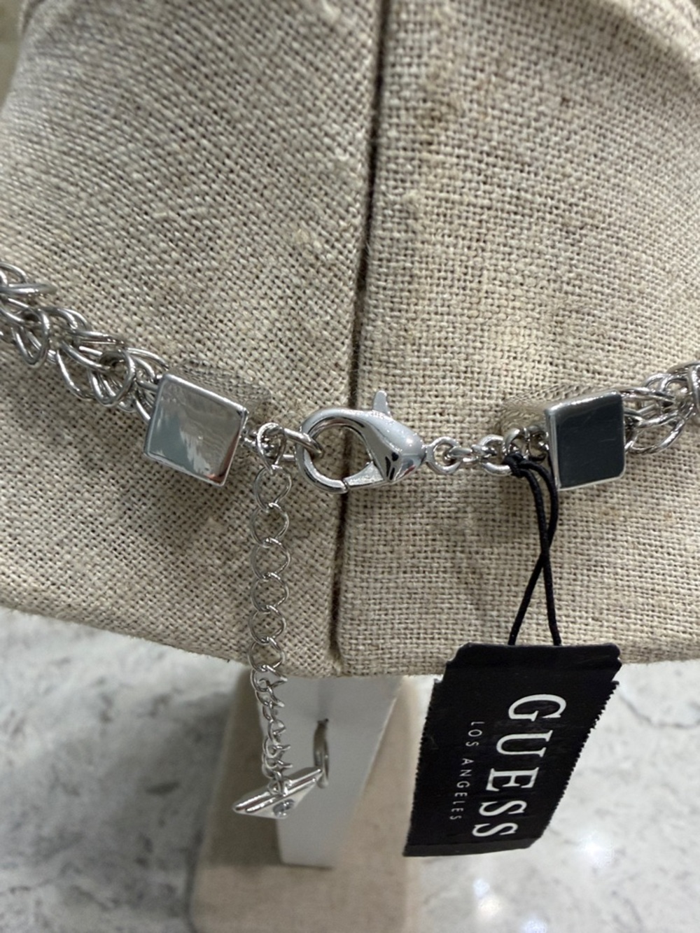 GUESS Brand Silvertone Necklace and Blue Crystal Dragon Earrings Set - Picture 5 of 8